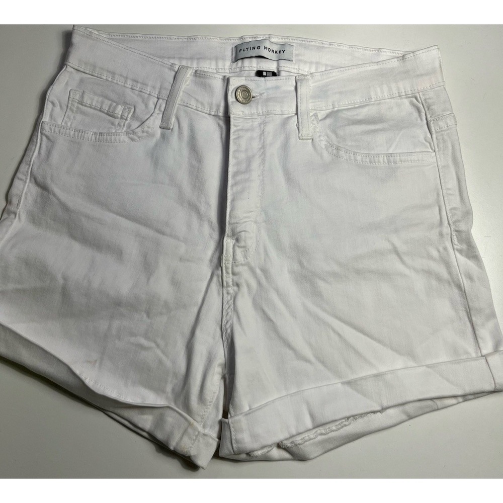 Flying Monkey White Size 29 White Shorts Women's Cuffed Hem 🇺🇸 Made in USA